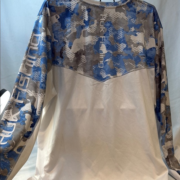 HUK Performance Fishing Blue Camo Crew Shirt, Men’s Size XXL, Preowned - Picture 7 of 14